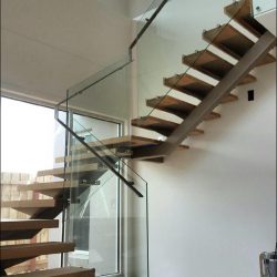 Stair, steel and glass, American oak